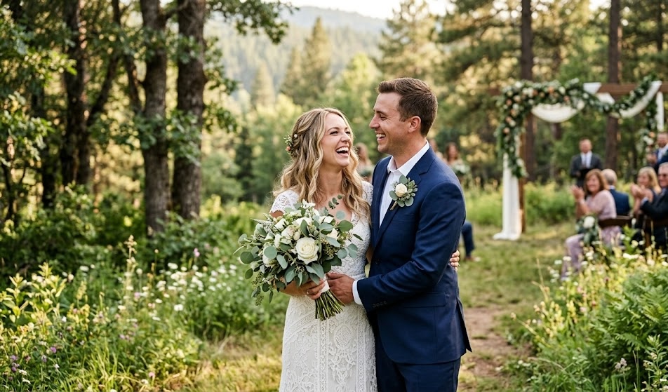 Couple celebrating an outdoor event